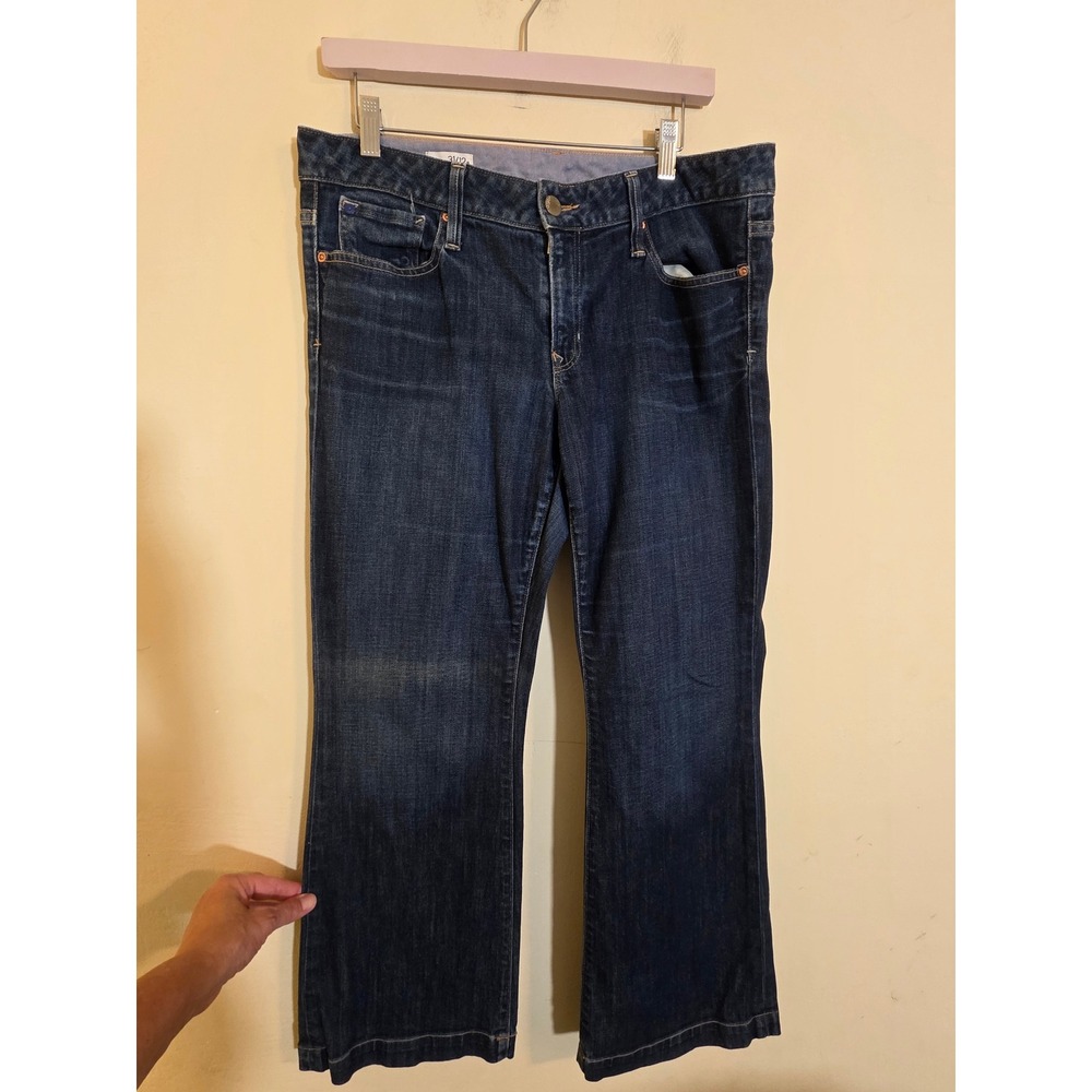 Gap 1969 Long & Lean Dark Wash Flare Jeans Size 31/12a Stretch Denim